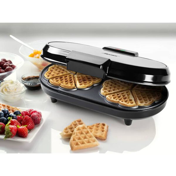 Bestron Gaufrier en forme de c&oelig;ur double ADWM730S 1200 W Inox