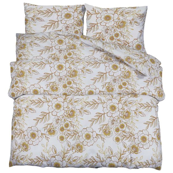 vidaXL Ensemble de housse de couette blanc et marron 155x220 cm Coton