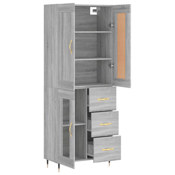 vidaXL Buffet haut Sonoma gris 69,5x34x180 cm Bois d'ing&eacute;nierie