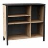 FMD Commode avec 5 compartiments ouverts Ch&ecirc;ne artisanal Acier fonc&eacute;