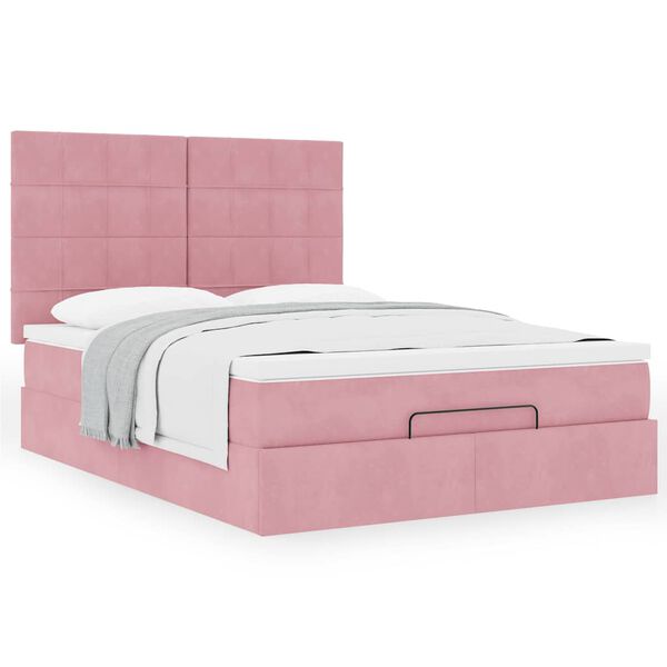 VidaXL Cadre de lit ottoman avec matelas rose 140x200 cm velours