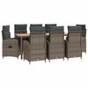 vidaXL Ensemble de repas ext&eacute;rieur 9 pc Gris clair et gris fonc&eacute;
