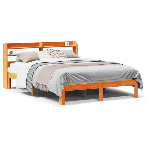 vidaXL Cadre de lit sans matelas cire marron 140x200cm bois pin massif