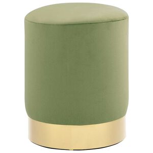 vidaXL Tabouret Vert moutarde et dor&eacute; Velours 28 x 36 cm