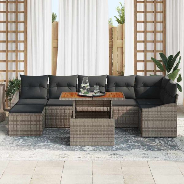 vidaXL Ensemble de salle &agrave; manger pour jardin 8 pcs Gris et marron