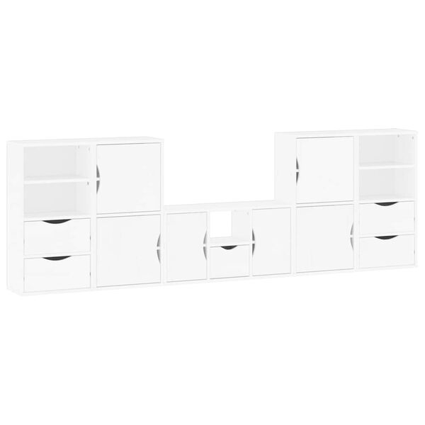 vidaXL Meubles TV 5 pcs avec rangement ODDA blanc bois de pin massif