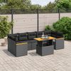 vidaXL Salon de jardin 8 pcs avec coussins noir r&eacute;sine tress&eacute;e