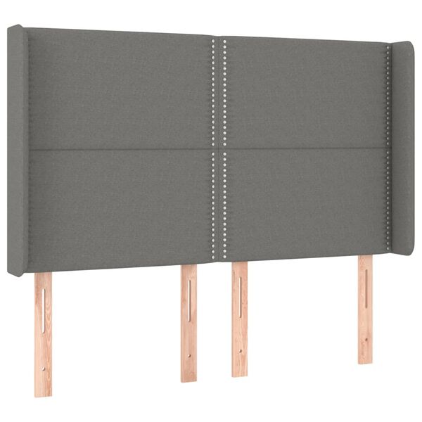 vidaXL T&ecirc;te de lit &agrave; LED Gris fonc&eacute; 147x16x118/128 cm Tissu