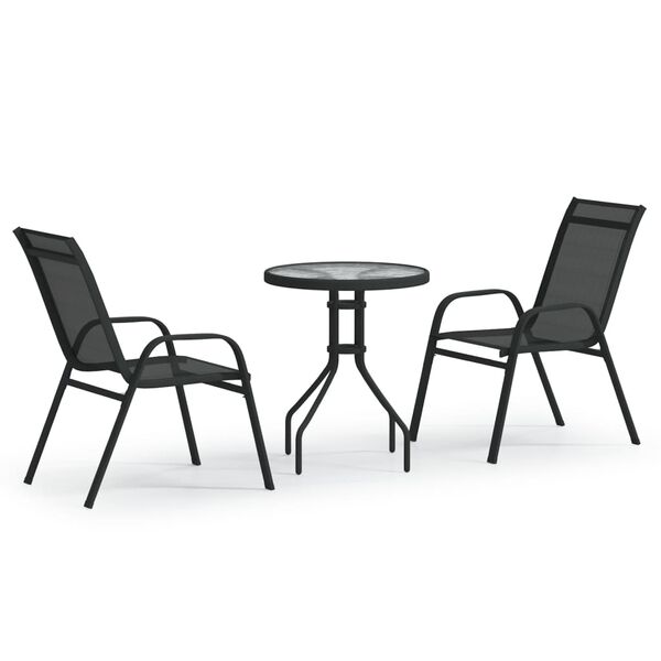 vidaXL Ensemble de bistro de jardin 3 pcs Noir
