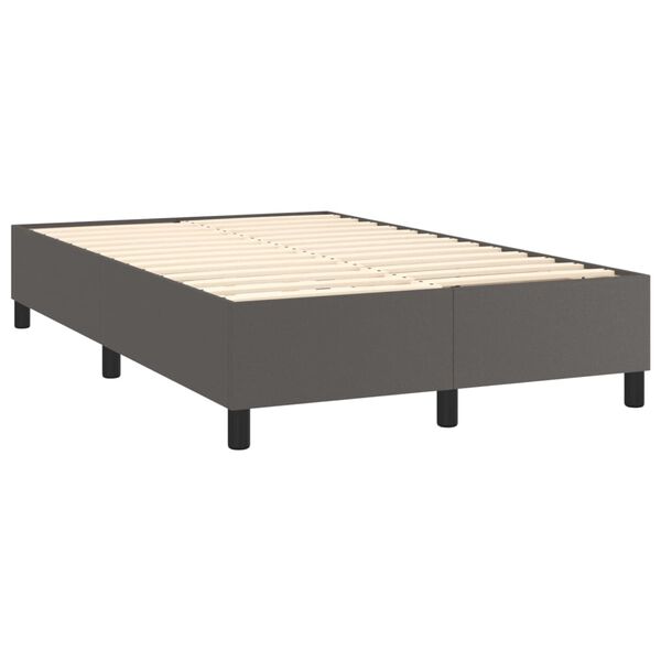 vidaXL Sommier &agrave; lattes de lit avec matelas gris 120x190 cm similicuir