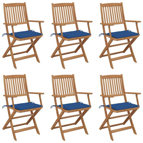 vidaXL Chaises pliables de jardin lot de 6 avec coussins Bois d'acacia