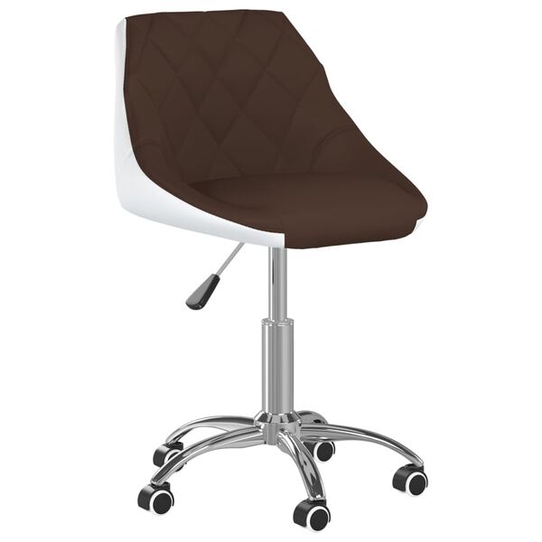 vidaXL Chaise pivotante &agrave; manger Marron et blanc Similicuir