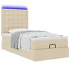 vidaXL Lit ottoman avec matelas et LED cr&egrave;me 90x200 cm tissu