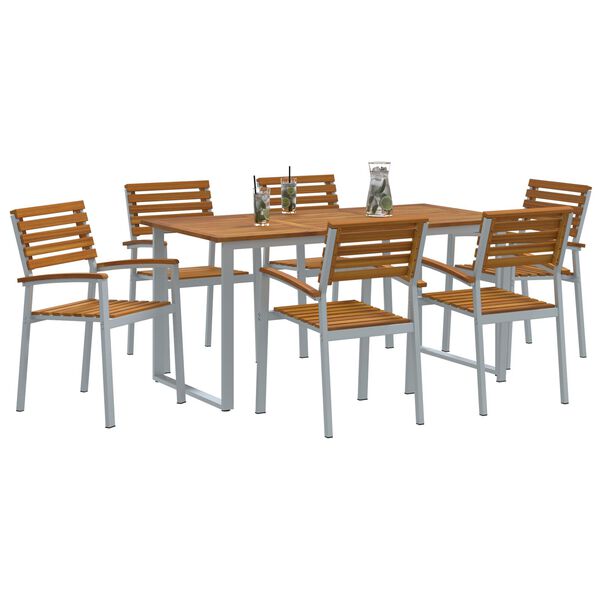 vidaXL Ensemble de salle à manger pour jardin 7 pcs Gris