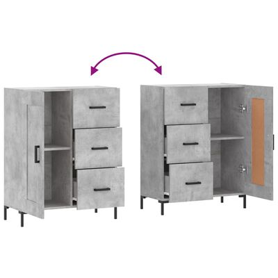 vidaXL Buffet gris béton 69,5x34x90 cm bois d'ingénierie