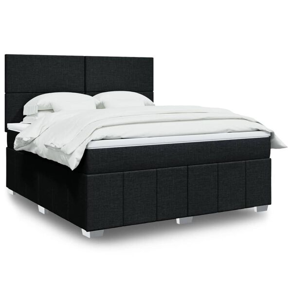 vidaXL Sommier &agrave; lattes de lit avec matelas Noir 180x200 cm Tissu