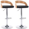 vidaXL Tabourets de bar lot de 2 noir similicuir et bois courb&eacute;