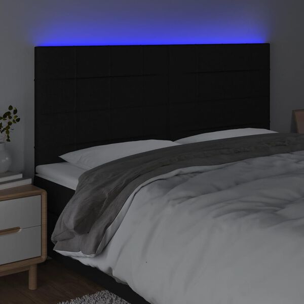 vidaXL T&ecirc;te de lit &agrave; LED Noir 180x5x118/128 cm Tissu