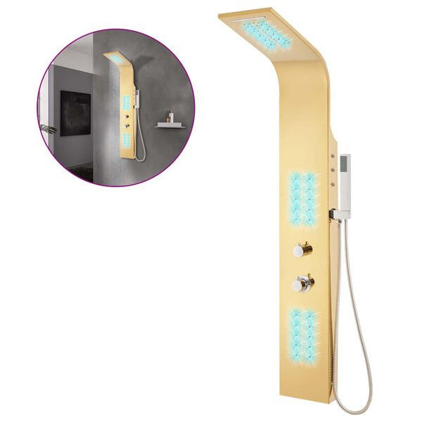 vidaXL Système de panneau de douche acier inoxydable doré incurvé