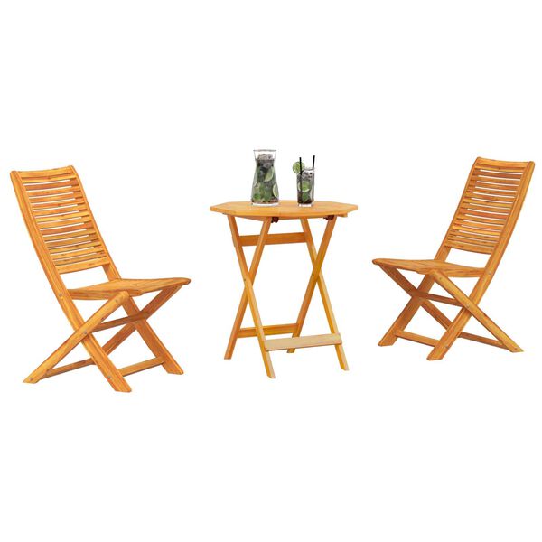 vidaXL Ensemble bistro pliant 3 pcs Marron Bois d'acacia massif
