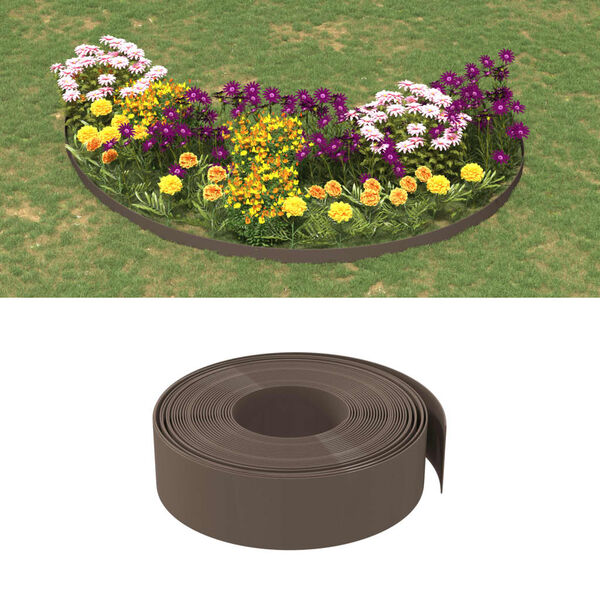 vidaXL Bordures de jardin 3 pcs marron 10 m 15 cm poly&eacute;thyl&egrave;ne