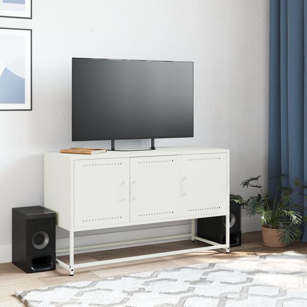 vidaXL Meuble TV blanc 100,5x39x60,5 cm acier