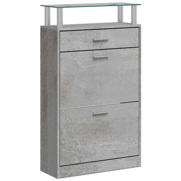 vidaXL Armoire &agrave; chaussures Gris b&eacute;ton 63x24x104 cm Bois d'ing&eacute;nierie