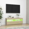 vidaXL Meuble TV avec lumières LED chêne sonoma 100x35x40 cm