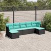 vidaXL Salon de jardin 7 pcs avec coussins noir r&eacute;sine tress&eacute;e