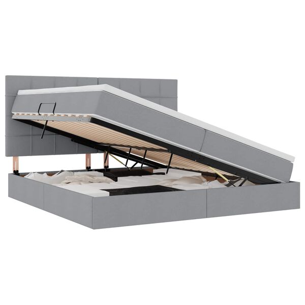 vidaXL Lit avec rangement et LED Gris clair 200 x 200 cm Polyester