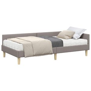 vidaXL Cadre de lit d'angle avec matelas 2 pcs Taupe tissu