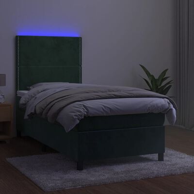 vidaXL Sommier à lattes de lit avec matelas et LED Vert foncé 80x200cm