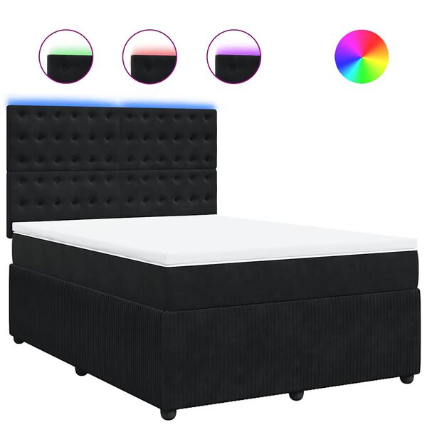vidaXL Sommier &agrave; lattes de lit avec matelas Noir 140x190 cm Velours