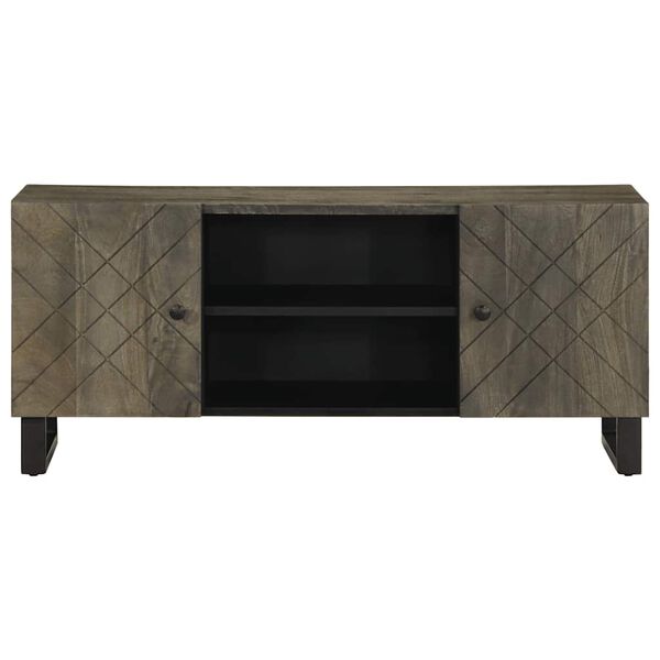 vidaXL Meuble TV noir 105x33x46 cm bois massif de manguier