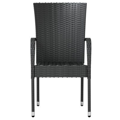 vidaXL Mobilier à dîner de jardin 3 pcs Résine tressée Noir