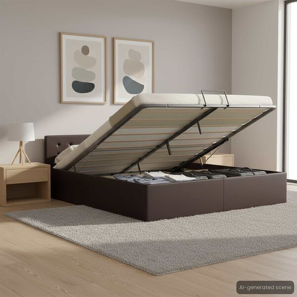 vidaXL Cadre de lit à rangement hydraulique Gris Similicuir 160x200 cm