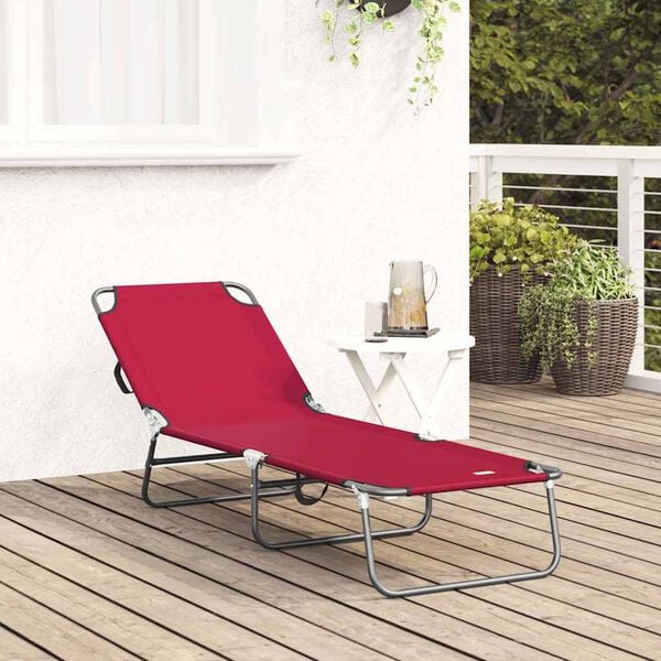 vidaXL Chaise longue pliante Rouge 188 x 57 x 86,5 cm Polyester