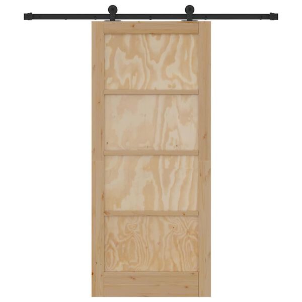 vidaXL Porte coulissante Naturel et Noir 86 x 198,5 cm Pin massif