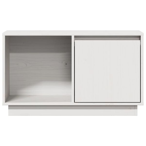 vidaXL Meuble TV Blanc 74x35x44 cm Bois de pin massif