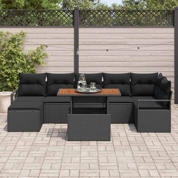 vidaXL Ensemble de salle &agrave; manger pour jardin 8 pcs Noir et Marron
