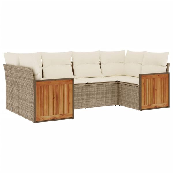 vidaXL Salon de jardin avec coussins 6 pcs beige r&eacute;sine tress&eacute;e