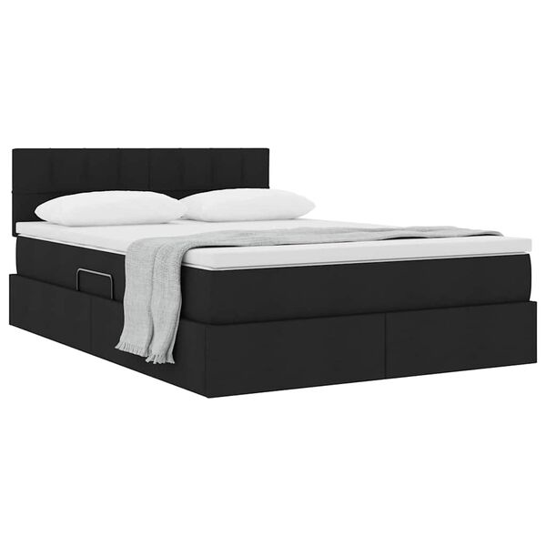 vidaXL Lit avec rangement et matelas avec matelas Noir 140 x 190 cm