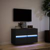 vidaXL Meuble TV mural avec lumi&egrave;res LED noir 80x31x45 cm