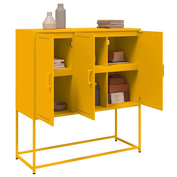 vidaXL Buffet haut jaune moutarde 100,5x39x107 cm acier
