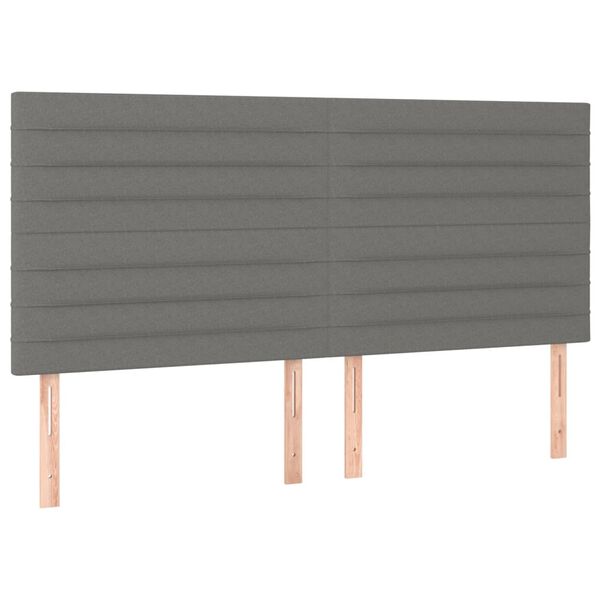 vidaXL T&ecirc;te de lit &agrave; LED Gris fonc&eacute; 160x5x118/128 cm Tissu
