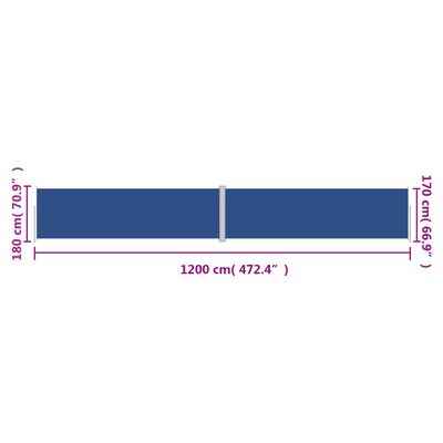 vidaXL Auvent latéral rétractable Bleu 180x1200 cm