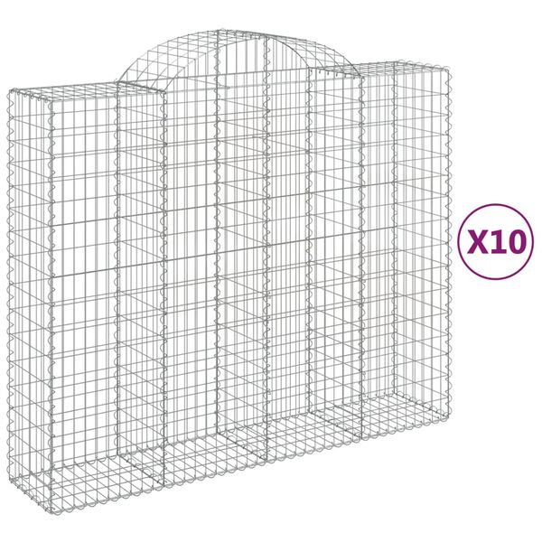 vidaXL Paniers &agrave; gabions arqu&eacute;s 10 pcs 200x50x160/180 cm Fer galvanis&eacute;
