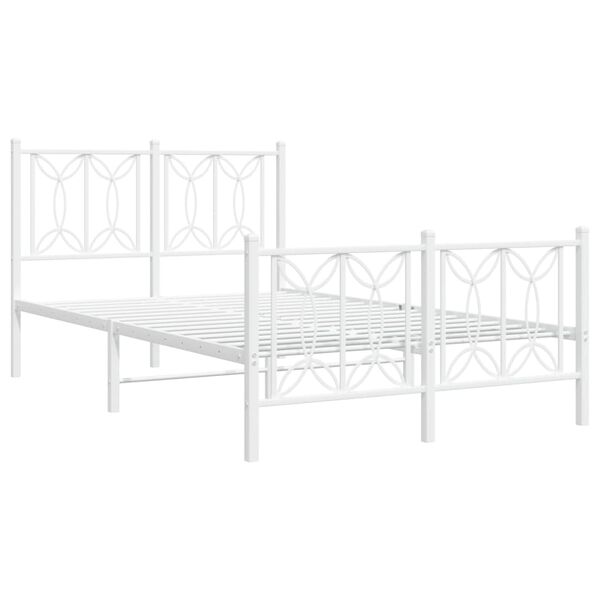 vidaXL Cadre de lit m&eacute;tal sans matelas et pied de lit blanc 120x190 cm