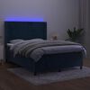 vidaXL Sommier &agrave; lattes de lit matelas et LED Bleu fonc&eacute; 140x200 cm