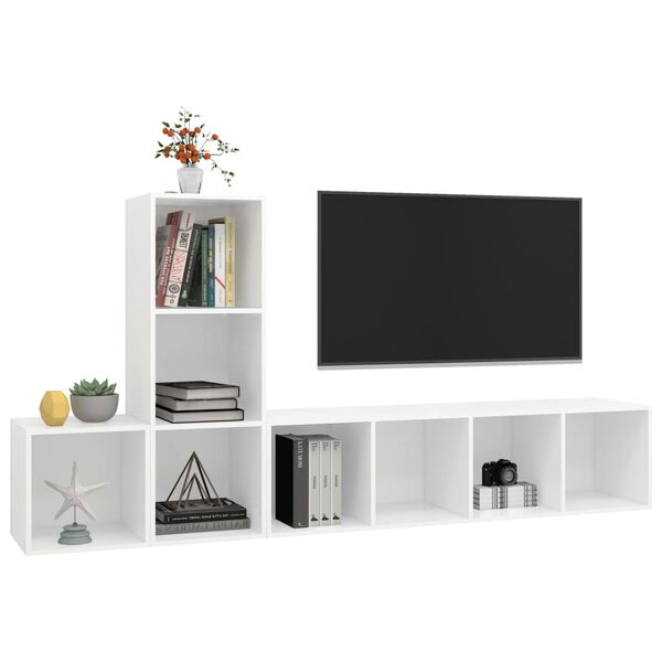 vidaXL Ensemble de meuble TV 3 pcs Blanc Bois d'ingénierie